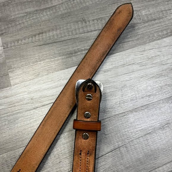 High Quality Leather Belt Brown Sliver Tone  45”-49” Western - Picture 5 of 8